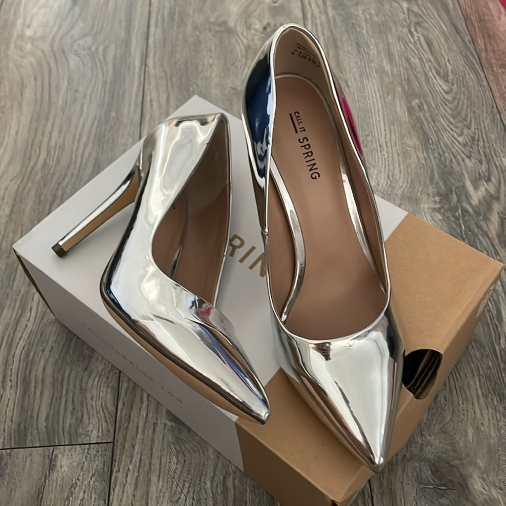 Call it Spring- silver heels size 8